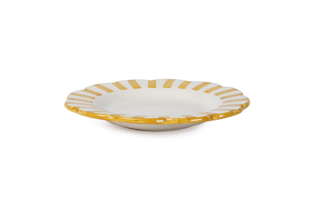 Ceramic stripe Salad Plate, Yellow - 8.25x 8.25 x 1.25 Inches ( Set of 4 ) - Che Cose Belle