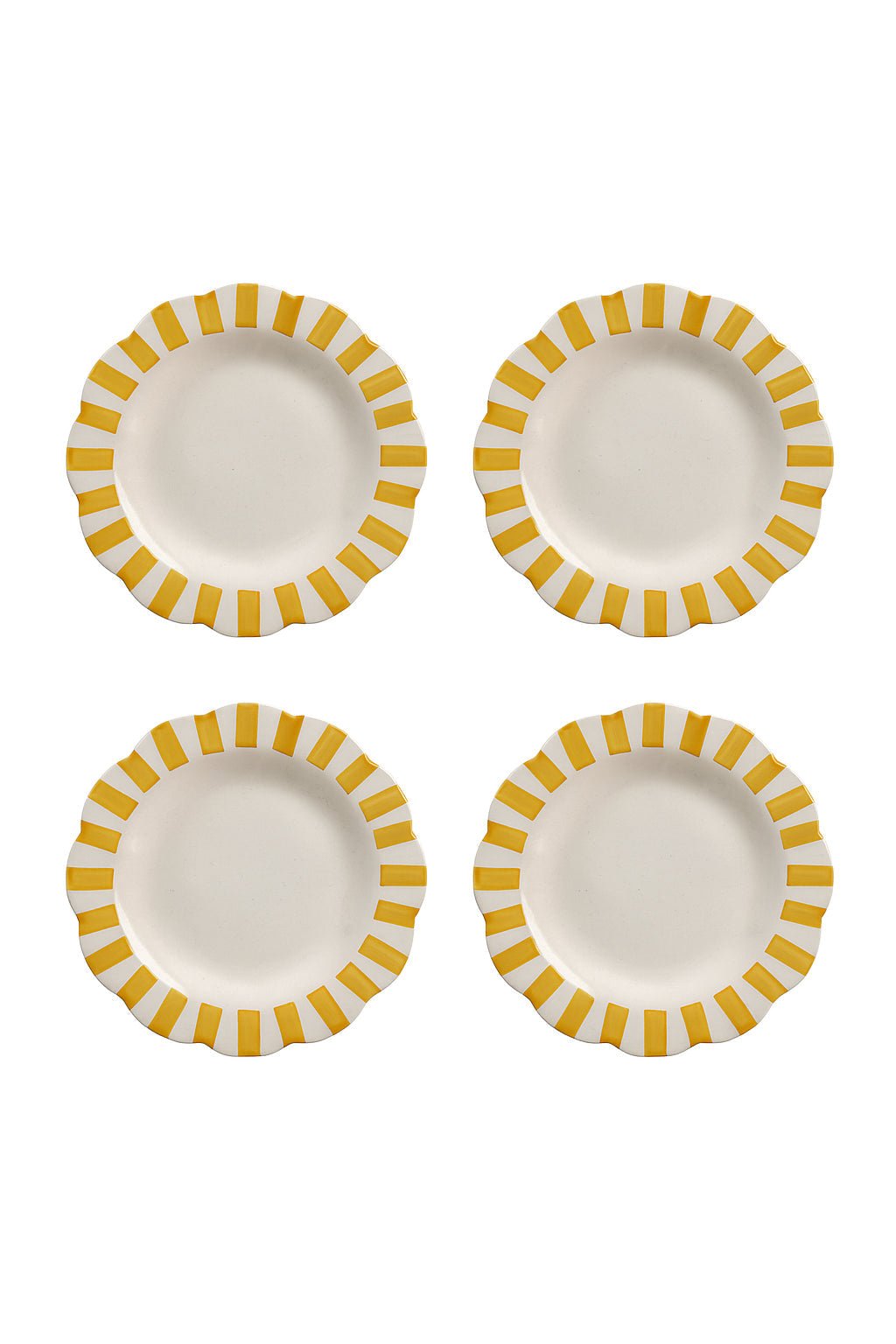 Ceramic stripe Salad Plate, Yellow - 8.25x 8.25 x 1.25 Inches ( Set of 4 ) - Che Cose Belle