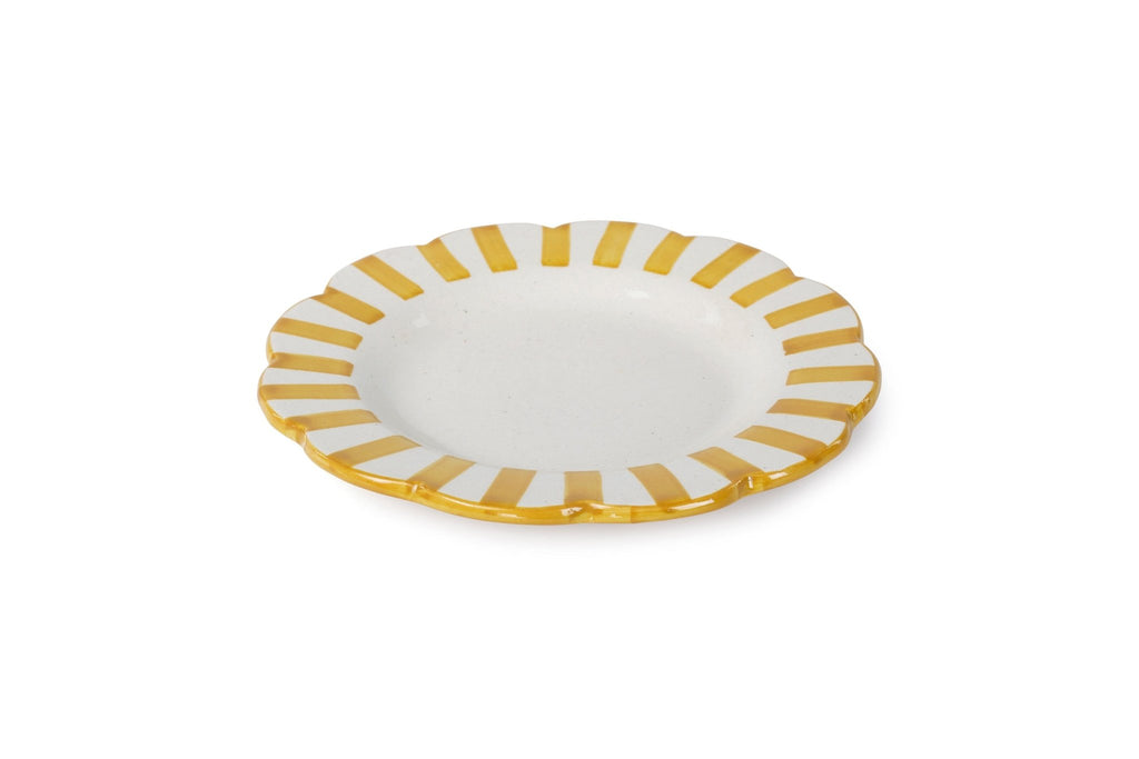 Ceramic stripe Salad Plate, Yellow - 8.25x 8.25 x 1.25 Inches ( Set of 4 ) - Che Cose Belle
