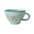Ceramic Tea Cup with Hand Painted Soft Pink Flower Vine - 5.0 oz - Che Cose Belle