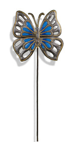 Cerulean Butterfly Painted Garden Stake - Che Cose Belle