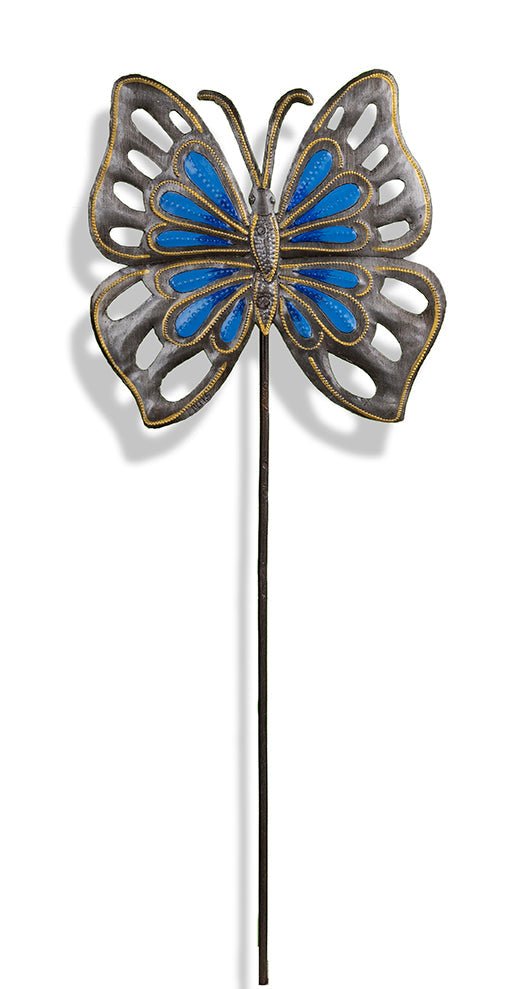 Cerulean Butterfly Painted Garden Stake - Che Cose Belle