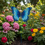 Cerulean Butterfly Painted Garden Stake - Che Cose Belle