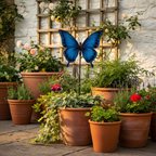 Cerulean Butterfly Painted Garden Stake - Che Cose Belle