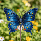Cerulean Butterfly Painted Garden Stake - Che Cose Belle