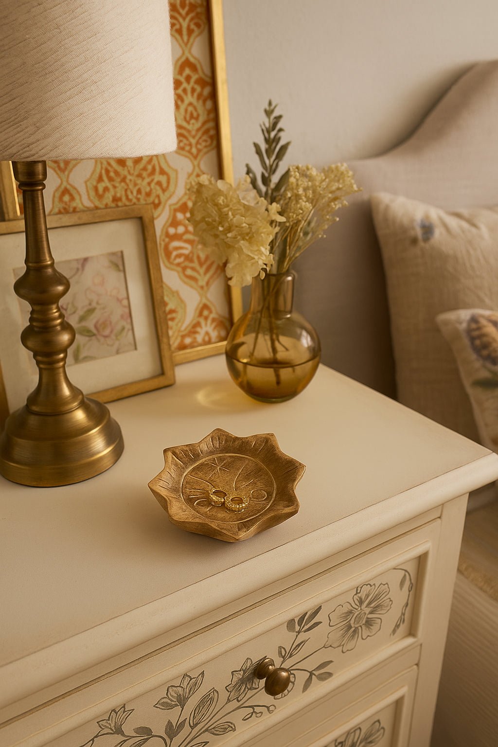 Chamak Sun Trinket Dish - Metallic Painted Wood - Che Cose Belle