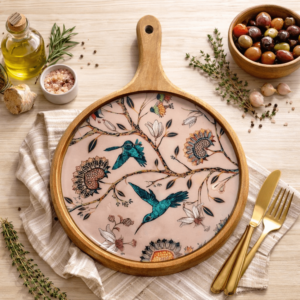 Charcuterie Board Pizza Serving Platter - Humming Bird - Che Cose Belle