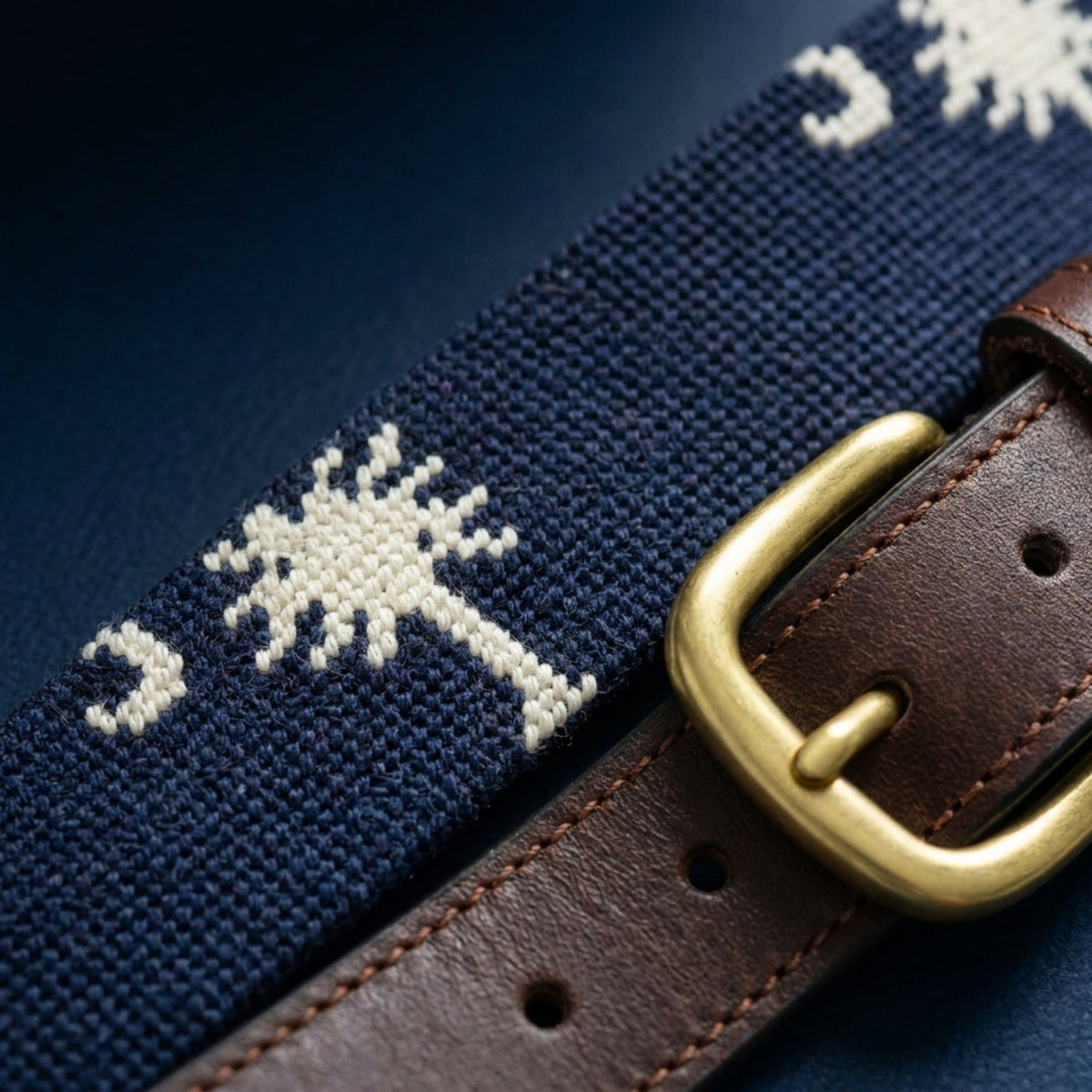 Charleston Belt Carolina Crescent Palmetto Hand-stitched Needlepoint Belt - Che Cose Belle