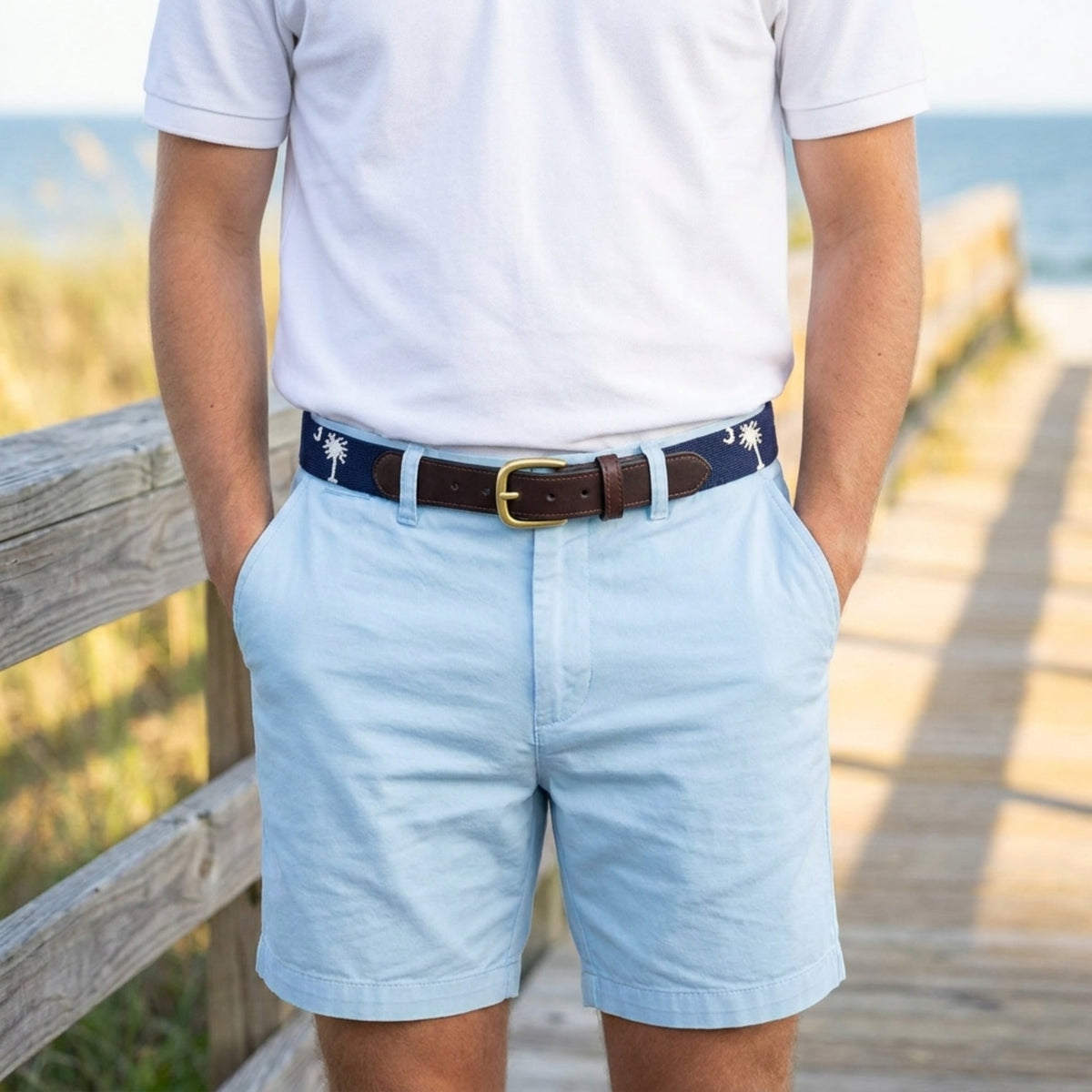 Charleston Belt Carolina Crescent Palmetto Hand-stitched Needlepoint Belt - Che Cose Belle