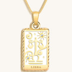 Charming Grace - White Enamel Libra Card Necklace - Che Cose Belle