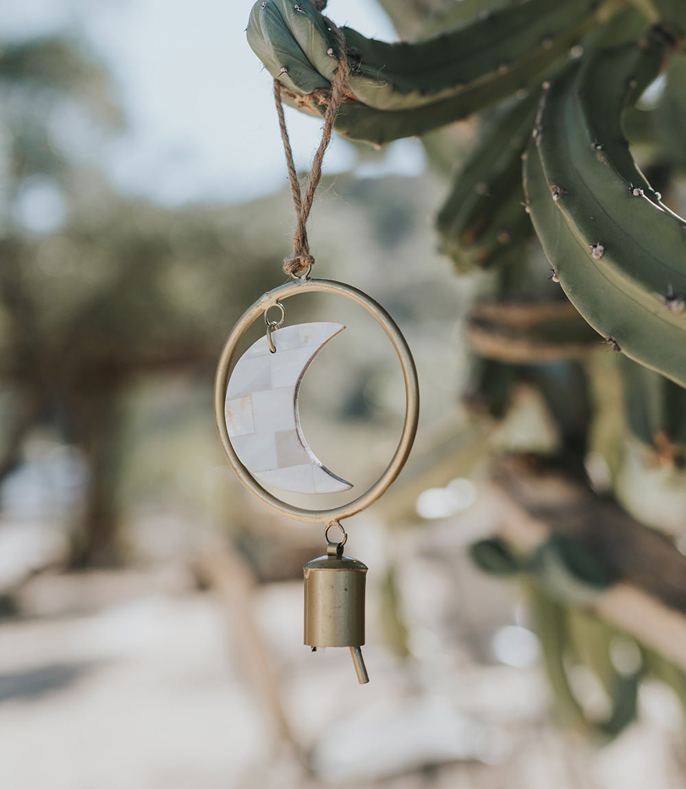 Chayana Small Moon Mother of Pearl Wind Chime - Fair Trade Decor - Che Cose Belle