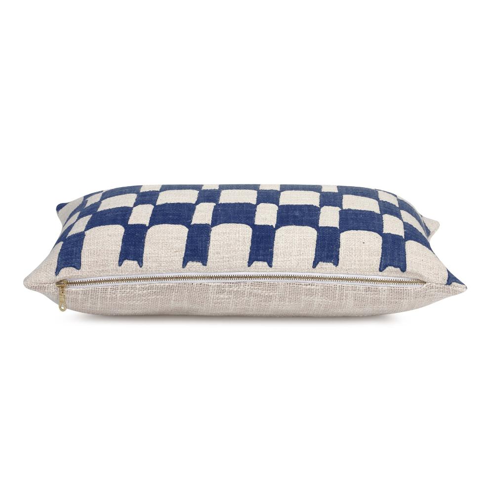 Checkered Block Printed Pillow - Indigo - Che Cose Belle