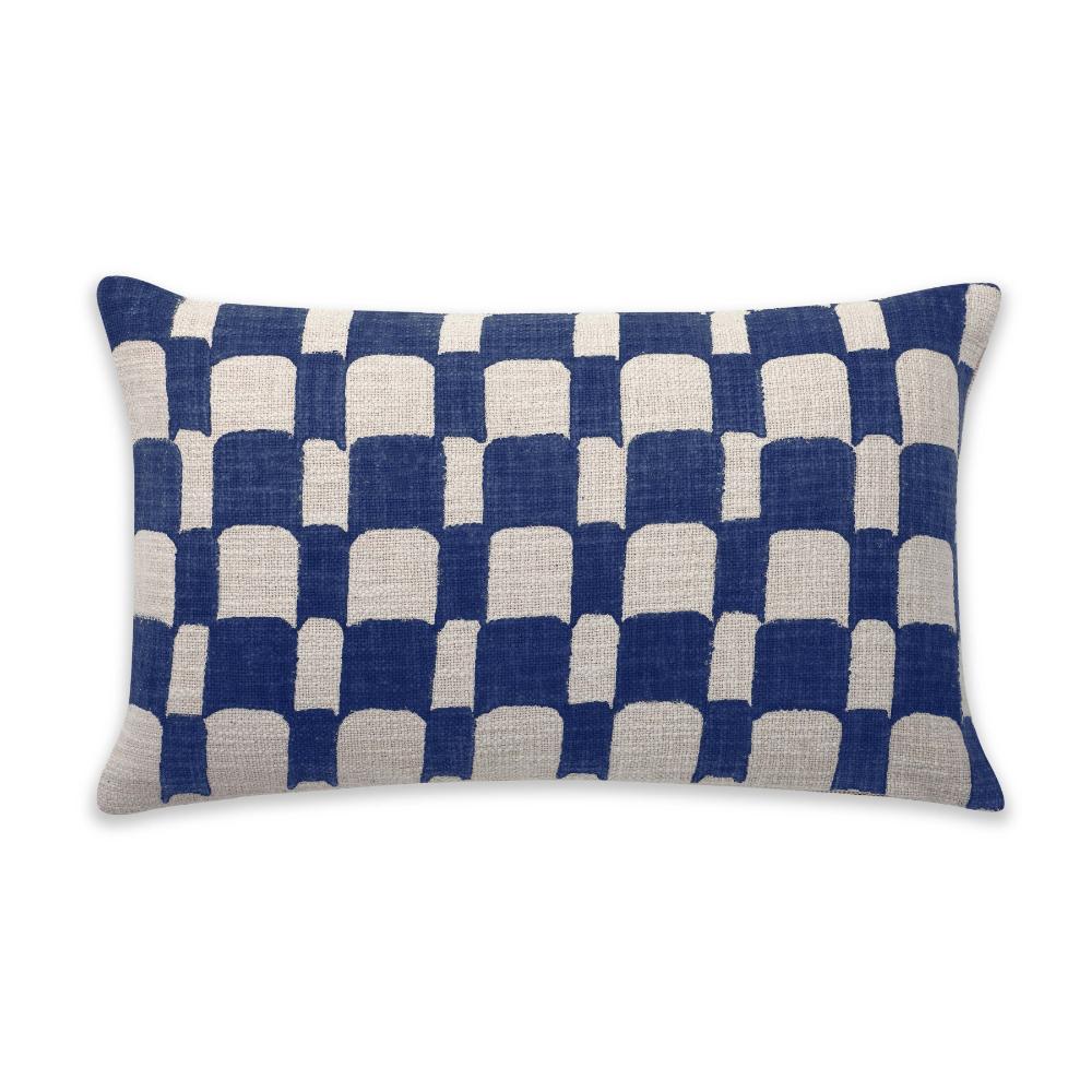 Checkered Block Printed Pillow - Indigo - Che Cose Belle