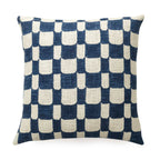 Checkered Block Printed Pillow - Indigo - Che Cose Belle
