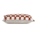 Checkered Block Printed Pillow - Rust - Che Cose Belle