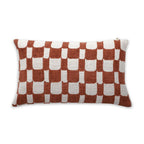 Checkered Block Printed Pillow - Rust - Che Cose Belle