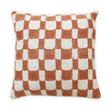 Checkered Block Printed Pillow - Rust - Che Cose Belle