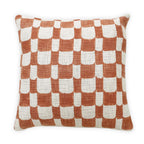 Checkered Block Printed Pillow - Rust - Che Cose Belle