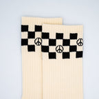 Checkered Peace Crew Sock - Eggshell - Che Cose Belle