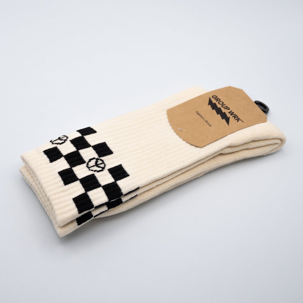 Checkered Peace Crew Sock - Eggshell - Che Cose Belle