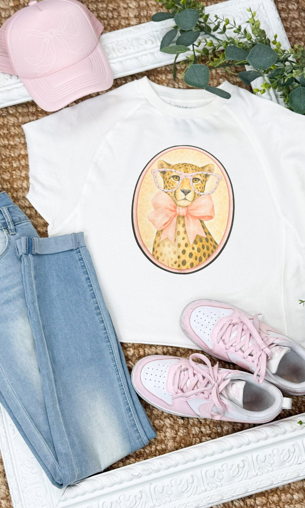 Cheetah with Rhinestone Specs Graphic Edgy Shirt - Che Cose Belle