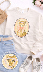 Cheetah with Rhinestone Specs Graphic Sweatshirt - Che Cose Belle