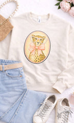 Cheetah with Rhinestone Specs Graphic Sweatshirt - Che Cose Belle
