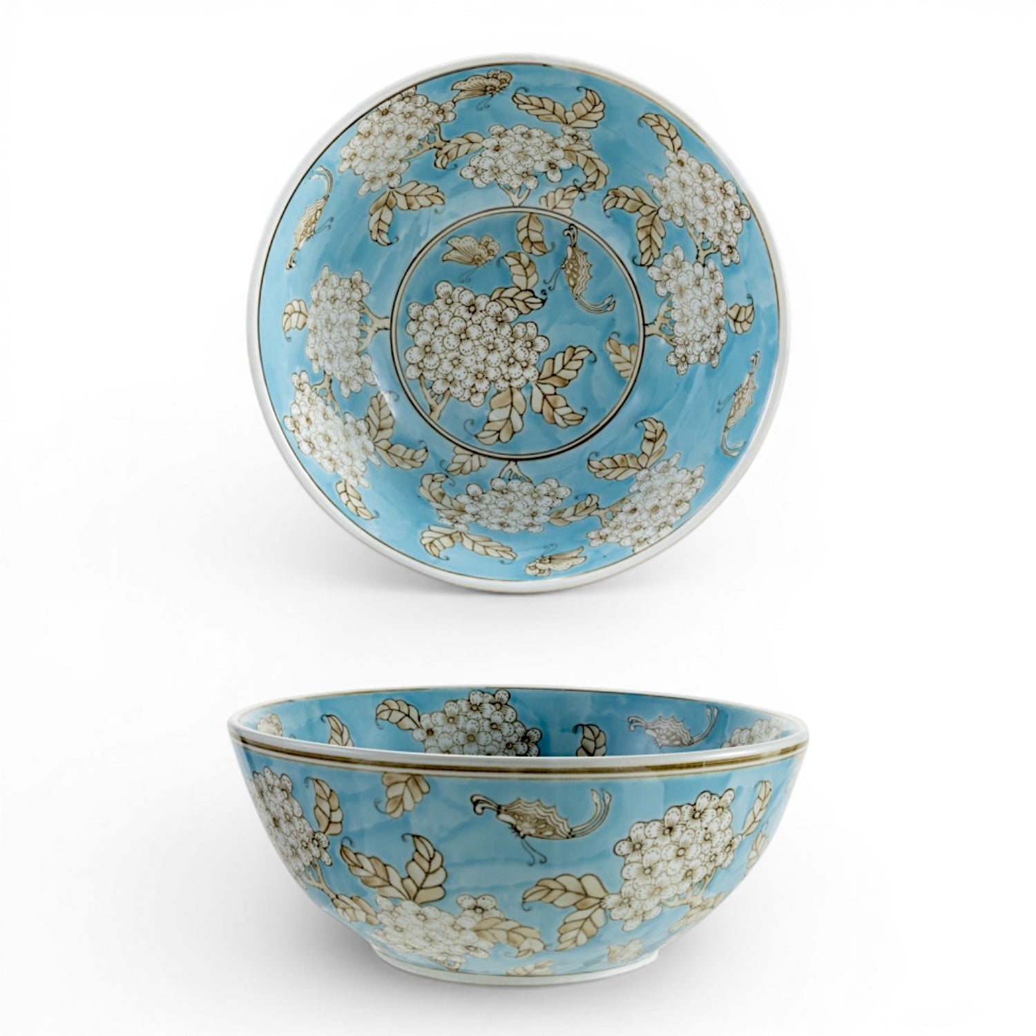 Cherry Blossom Hand-Painted Blue Ceramic Serving Bowl - Che Cose Belle