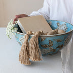 Cherry Blossom Hand-Painted Blue Ceramic Serving Bowl - Che Cose Belle