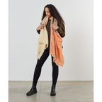 Chestnut Orange Cream Brown Color Block Handwoven Soft Merino Throw - Che Cose Belle