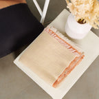 Chestnut Orange Cream Brown Color Block Handwoven Soft Merino Throw - Che Cose Belle
