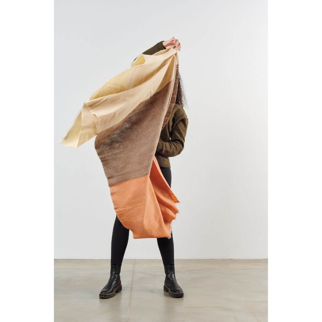 Chestnut Orange Cream Brown Color Block Handwoven Soft Merino Throw - Che Cose Belle
