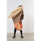 Chestnut Orange Cream Brown Color Block Handwoven Soft Merino Throw - Che Cose Belle