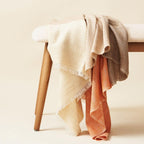 Chestnut Orange Cream Brown Color Block Handwoven Soft Merino Throw - Che Cose Belle
