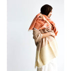 Chestnut Orange Cream Brown Color Block Handwoven Soft Merino Throw - Che Cose Belle