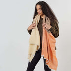 Chestnut Orange Cream Brown Color Block Handwoven Soft Merino Throw - Che Cose Belle