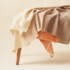 Chestnut Orange Cream Brown Color Block Handwoven Soft Merino Throw - Che Cose Belle