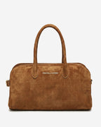 Chiara (cognac) - Italian calf suede women's handbag (with shoulder strap) - Che Cose Belle