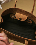 Chiara (cognac) - Italian calf suede women's handbag (with shoulder strap) - Che Cose Belle