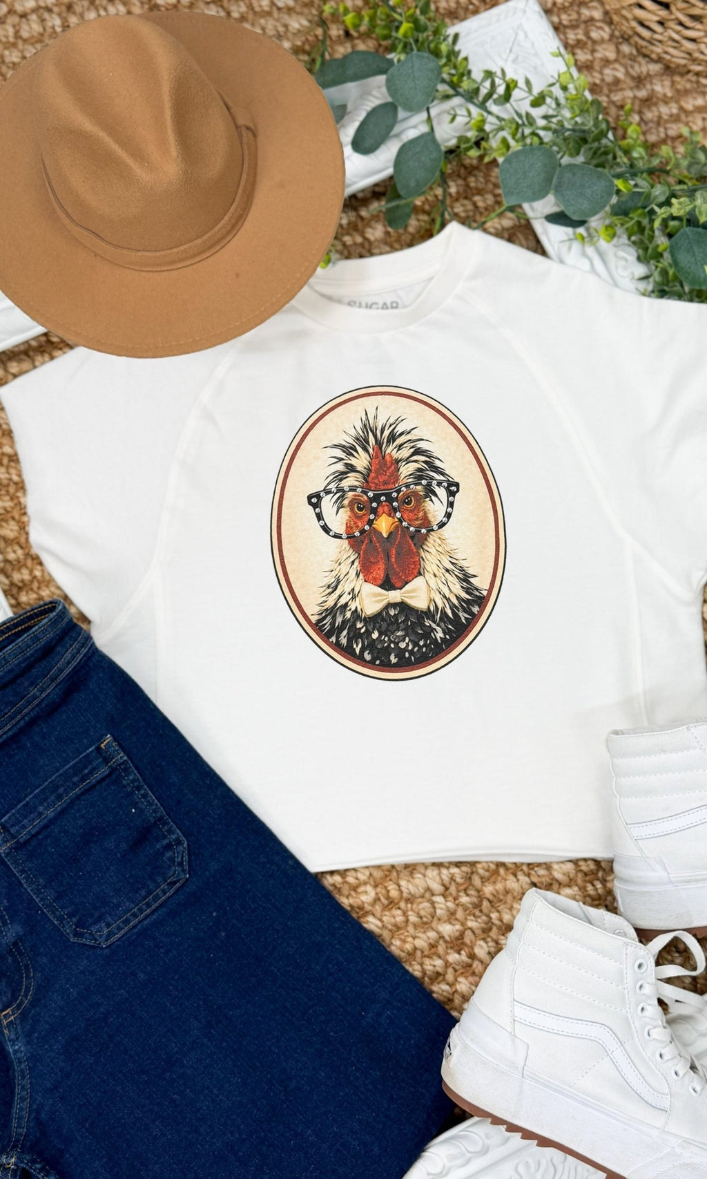 Chicken with Rhinestone Specs Graphic Edgy Shirt - Che Cose Belle