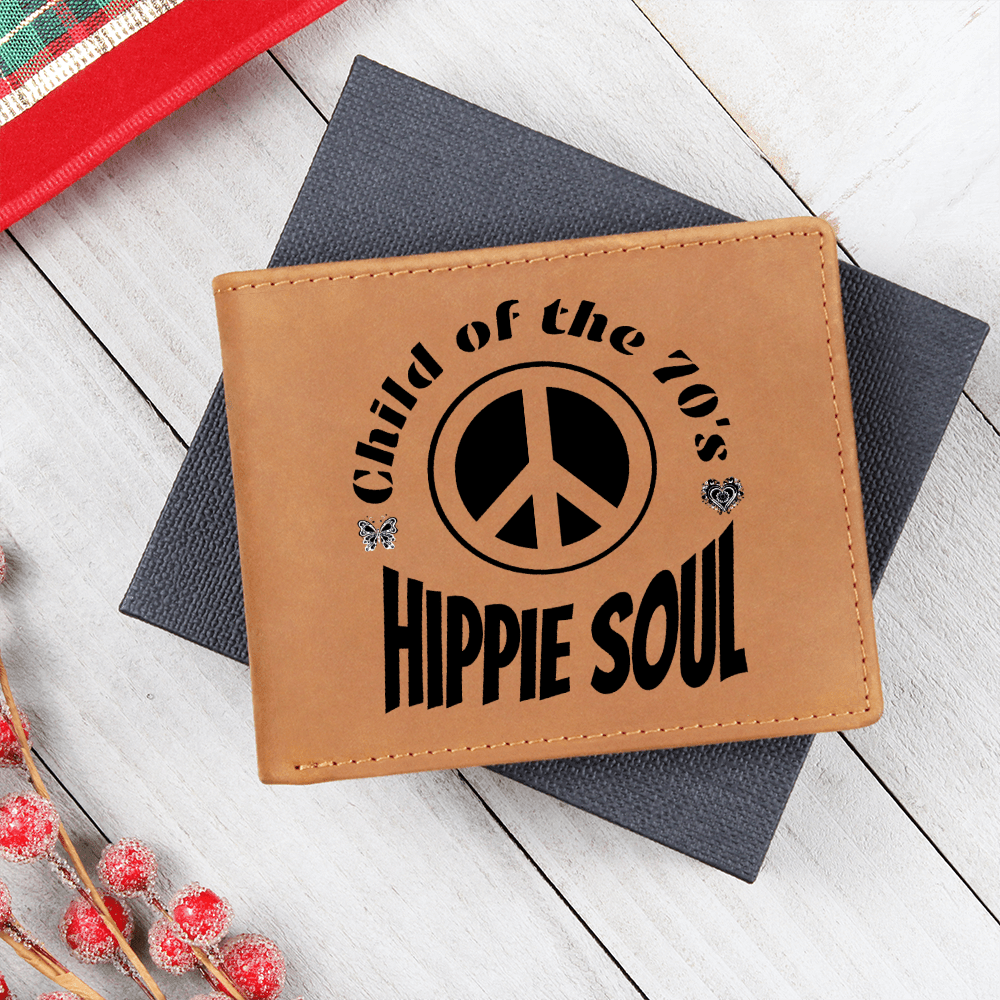 Child of the 70's Hippie Soul Graphic Leather Wallet - Che Cose Belle