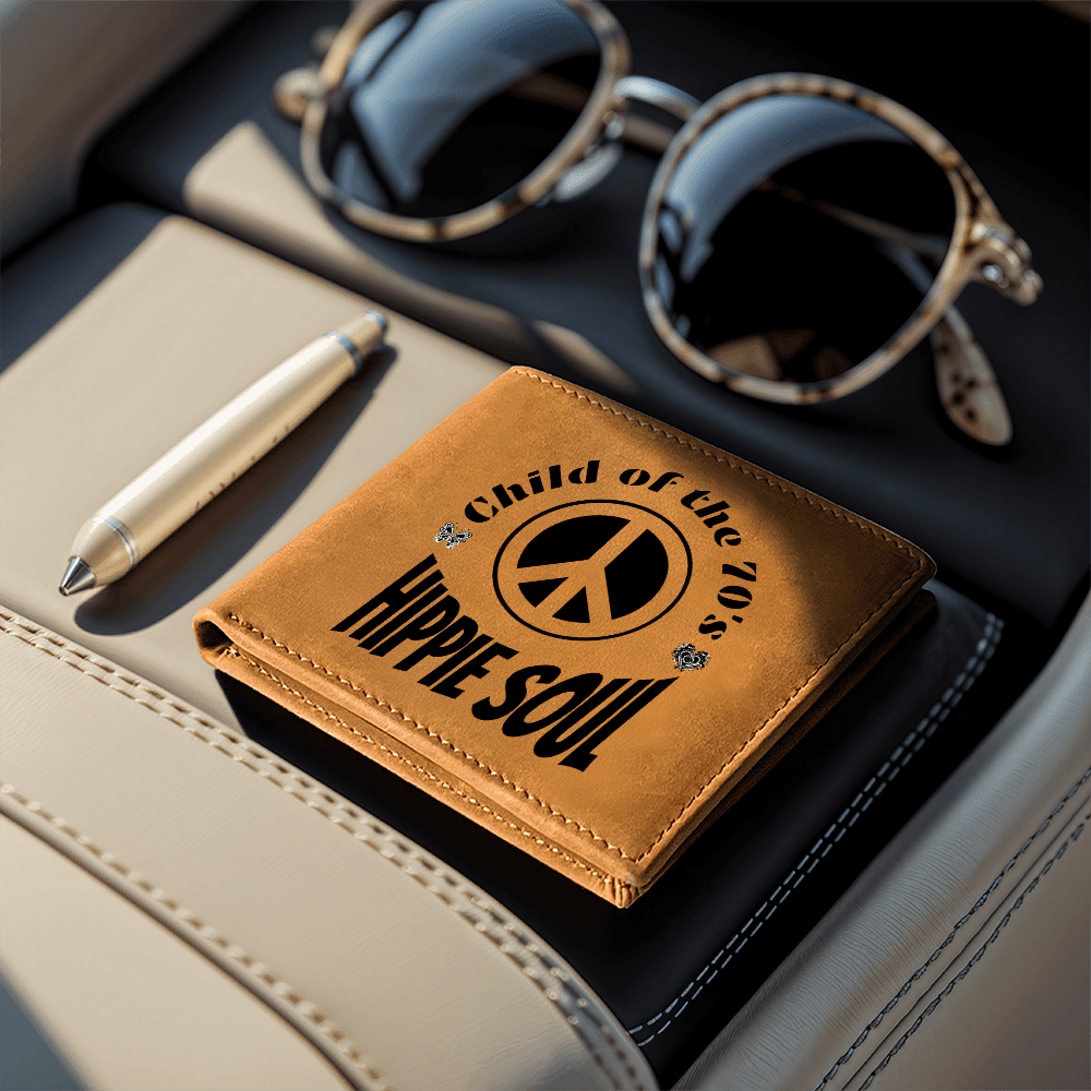Child of the 70's Hippie Soul Graphic Leather Wallet - Che Cose Belle