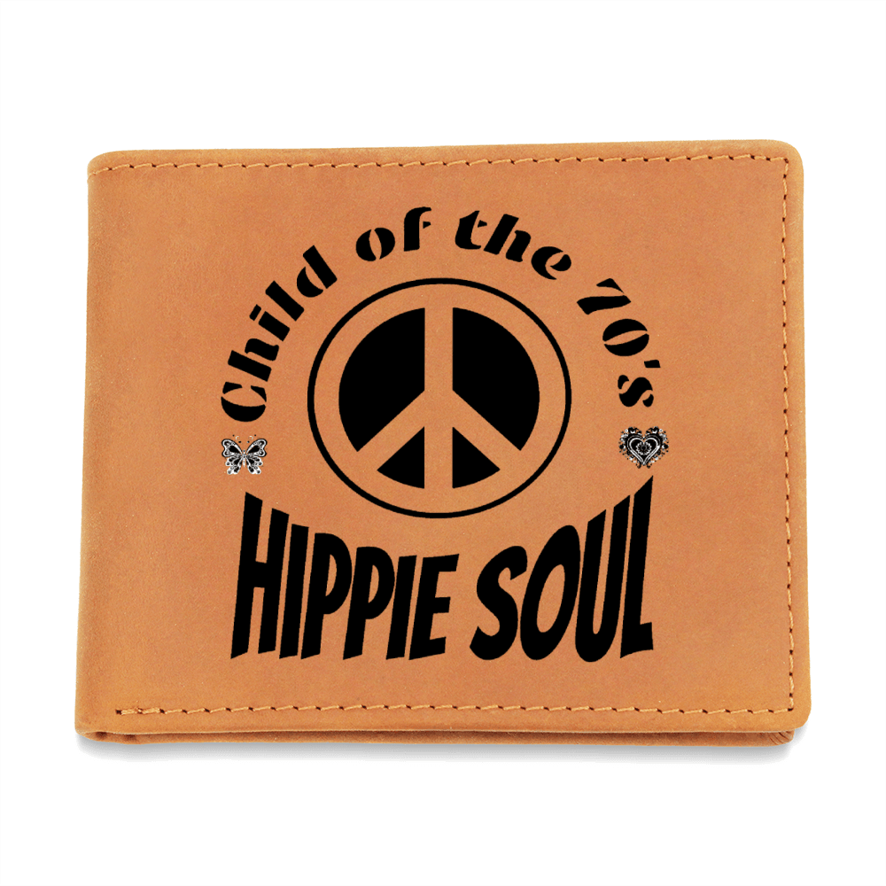 Child of the 70's Hippie Soul Graphic Leather Wallet - Che Cose Belle