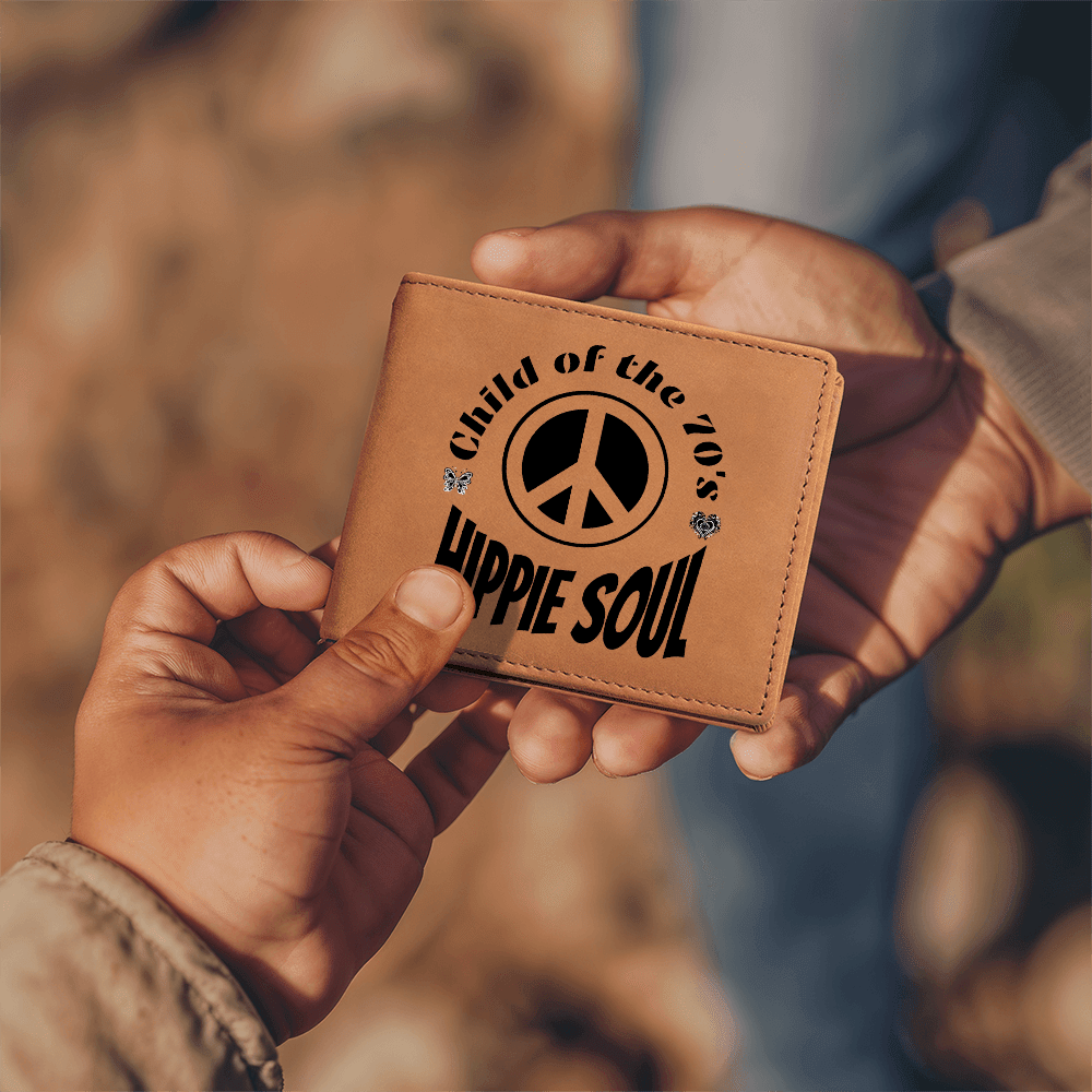 Child of the 70's Hippie Soul Graphic Leather Wallet - Che Cose Belle
