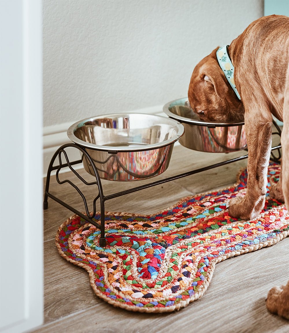 Chindi Rug Dog Bone Pet Food Mat - Che Cose Belle