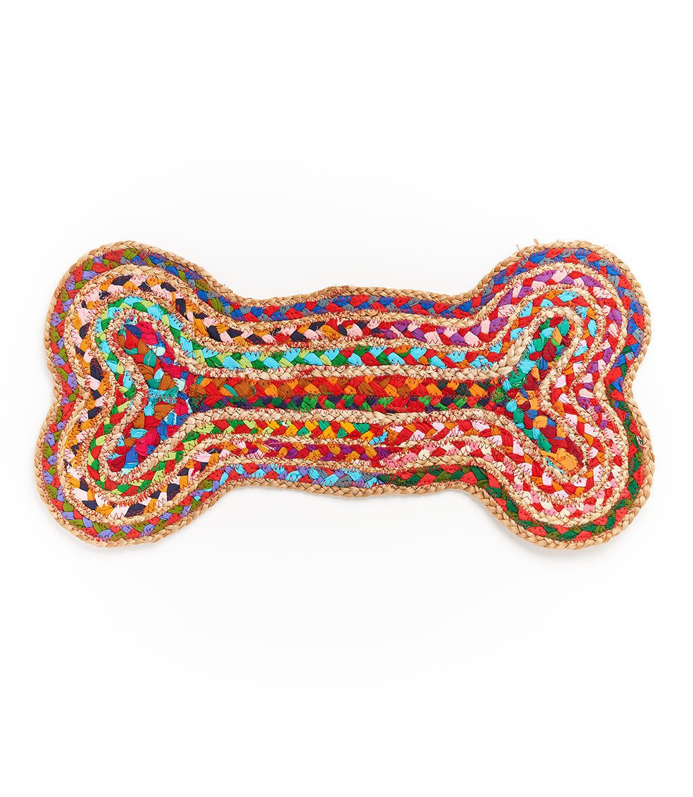 Chindi Rug Dog Bone Pet Food Mat - Che Cose Belle