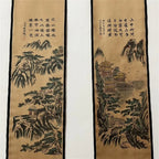 Chinese Ancient Paper Calligraphy Paintings Scrolls Famous Murals Wangyun Attic Pavilion Four Pairs of Artwork Decorations - Che Cose Belle