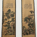 Chinese Ancient Paper Calligraphy Paintings Scrolls Famous Murals Wangyun Attic Pavilion Four Pairs of Artwork Decorations - Che Cose Belle