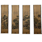 Chinese Ancient Paper Calligraphy Paintings Scrolls Famous Murals Wangyun Attic Pavilion Four Pairs of Artwork Decorations - Che Cose Belle