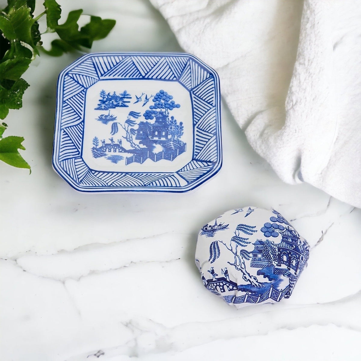 Chinoiserie Soap And Trinket Dish Set - Decorative Ceramic Soap Tray Gift